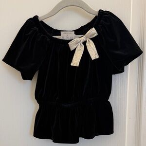 Crewcuts Kids Black Velvet Top with Metallic Bow